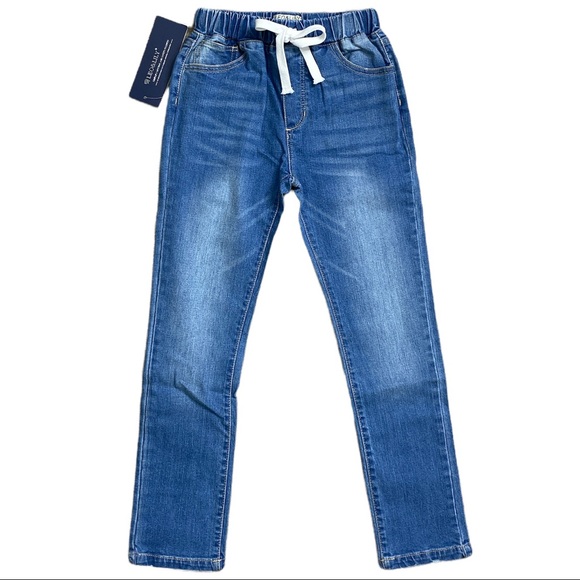 LEO & LILY Boys Youth 8 Light Blue Stretch Jeans Elastic Waist Drawstring - Picture 1 of 2